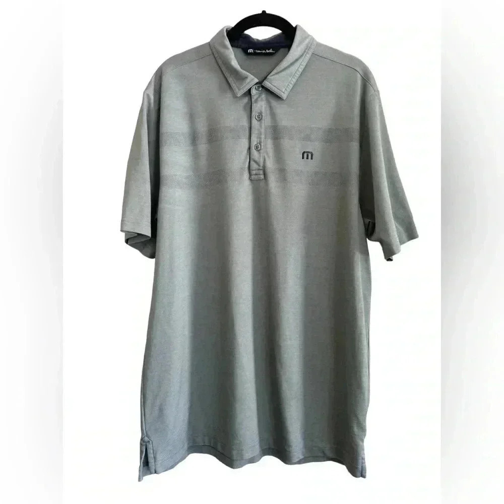 Mens Travis Mathew Golf Brand Micro stripe Pima Cotton Polo Shirt L
